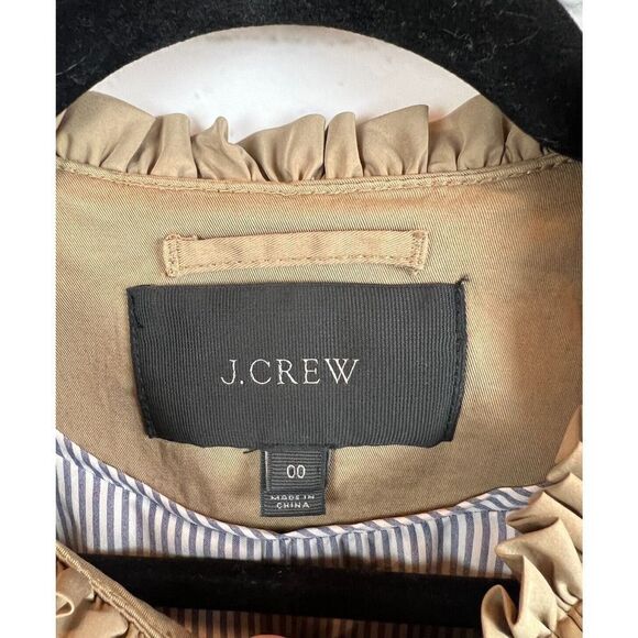 J.CREW beige chino ruffles stretch cotton pockets jacket blazer size 00 NWOT - Picture 4 of 13